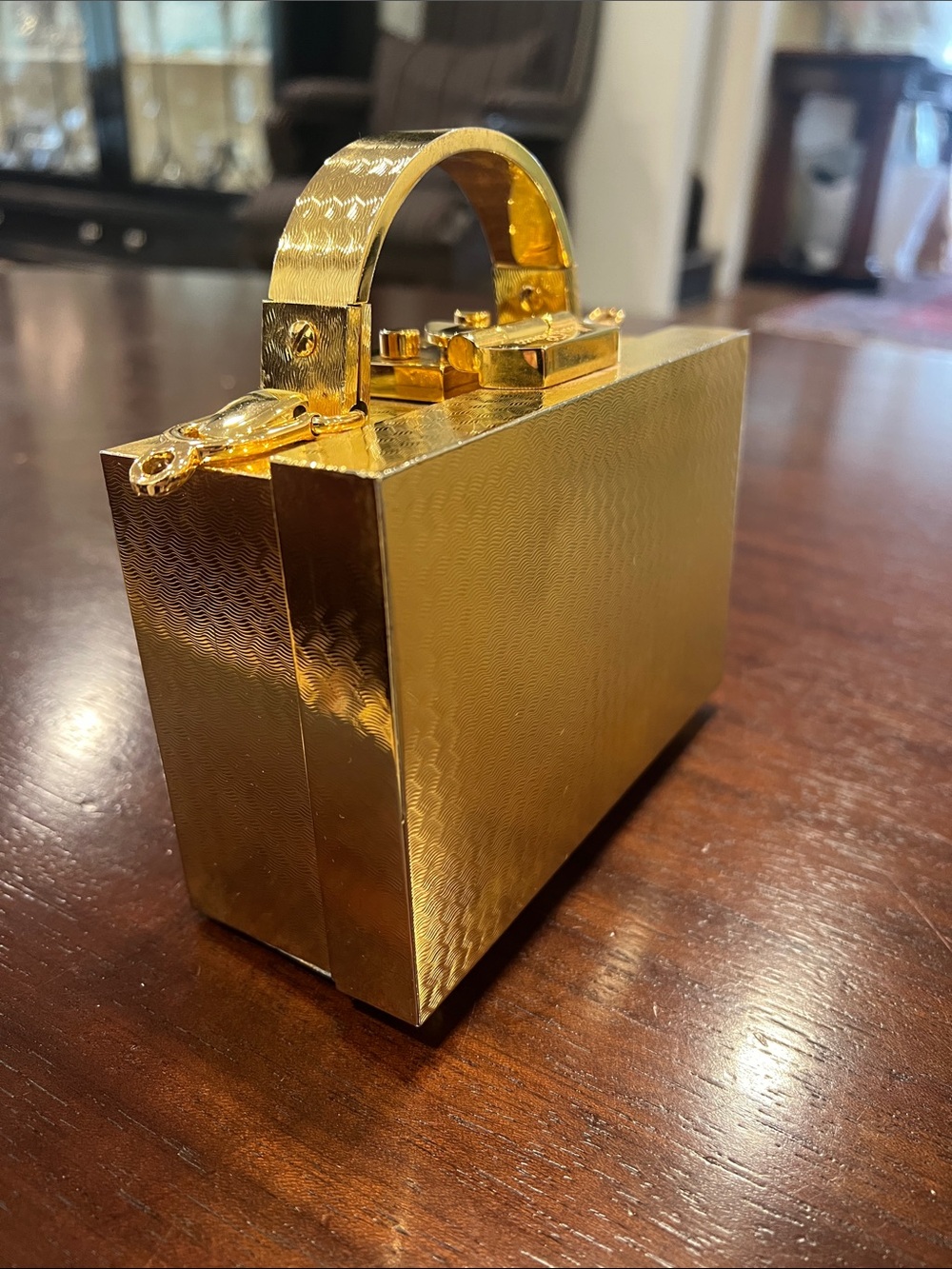 Mark Cross Gold Metallic Minaudière Clutch